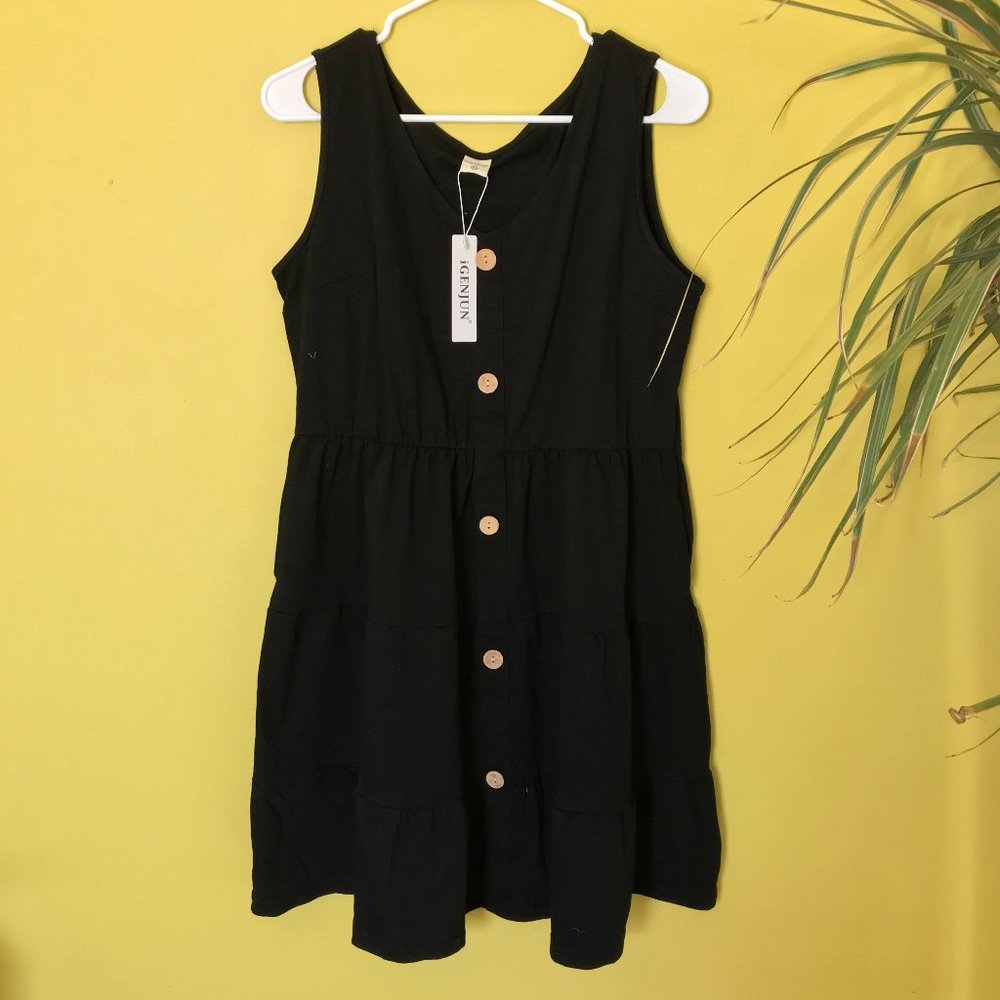 Women's | Casual | Sleeveless | Button Front | Dress | Black | Size XL |